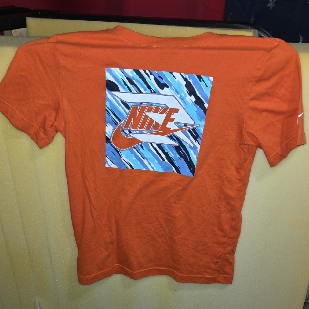 Nike Orange Tee with Blue Graphic